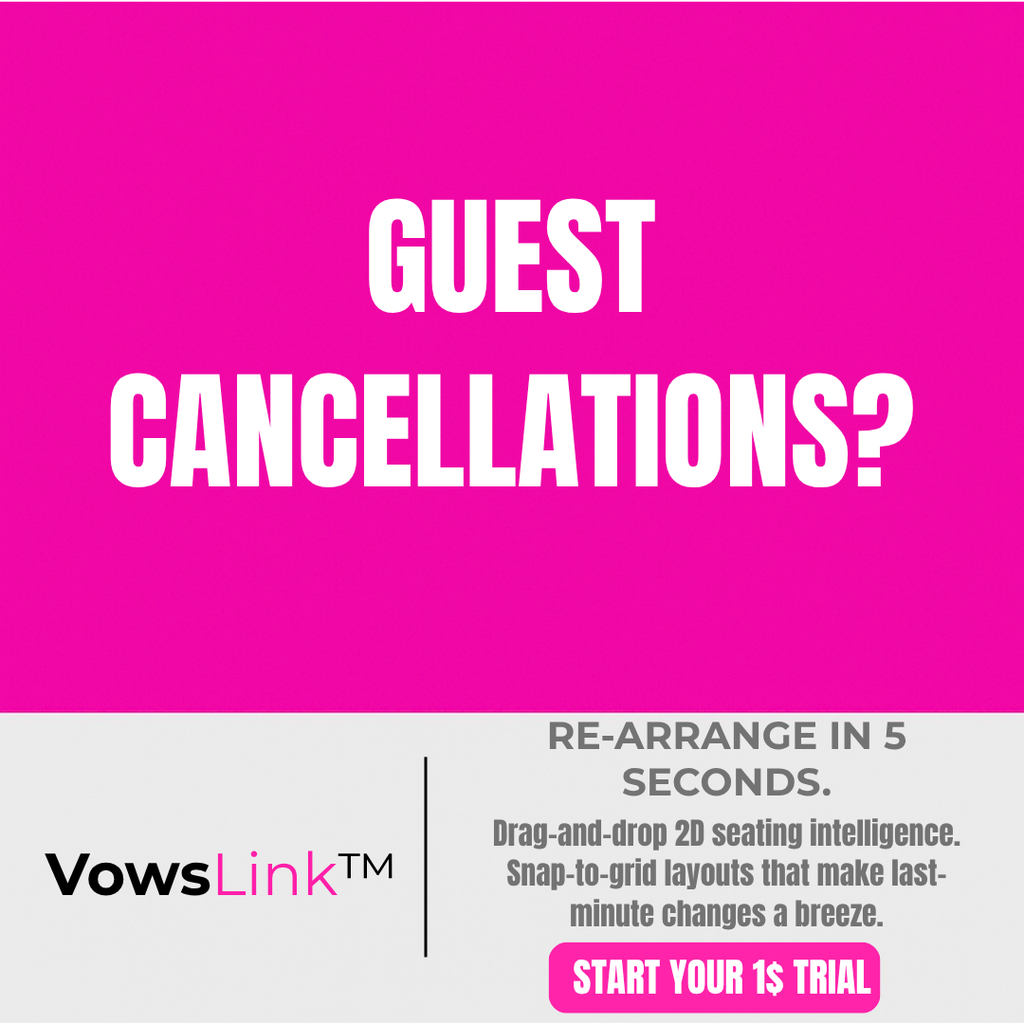 Wedding Guest List App — Handle Cancellations Without the Chaos | VowsLink · $1 Trial