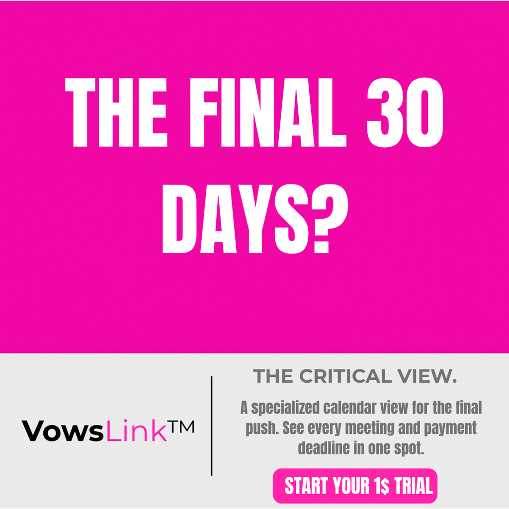 Wedding Planning Checklist — Conquer the Final 30 Days | VowsLink · $1 Trial