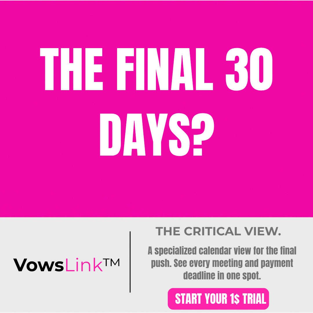 Wedding Planning Checklist — Conquer the Final 30 Days | VowsLink · $1 Trial